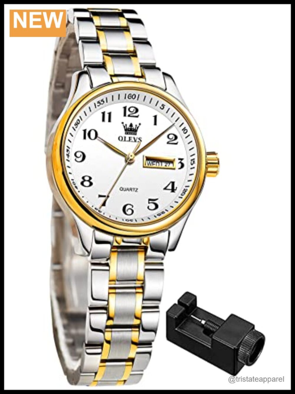 Small Face Analog Watch Brown Leather Strap Day Date Waterproof Luminous
